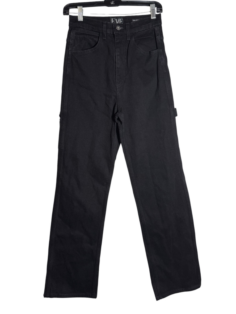 EVE Denim Carolyn High Rise Straight Leg Jeans Black Size 27 Pockets Cotton